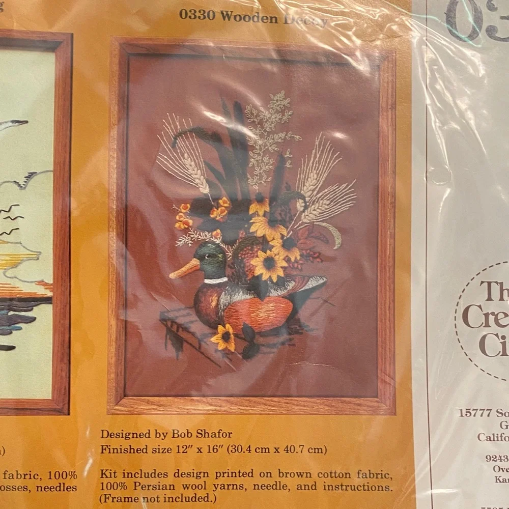 Wooden Duck Embroidery Kit by The Creative Circle - 1984 New Old Stock-Not Open